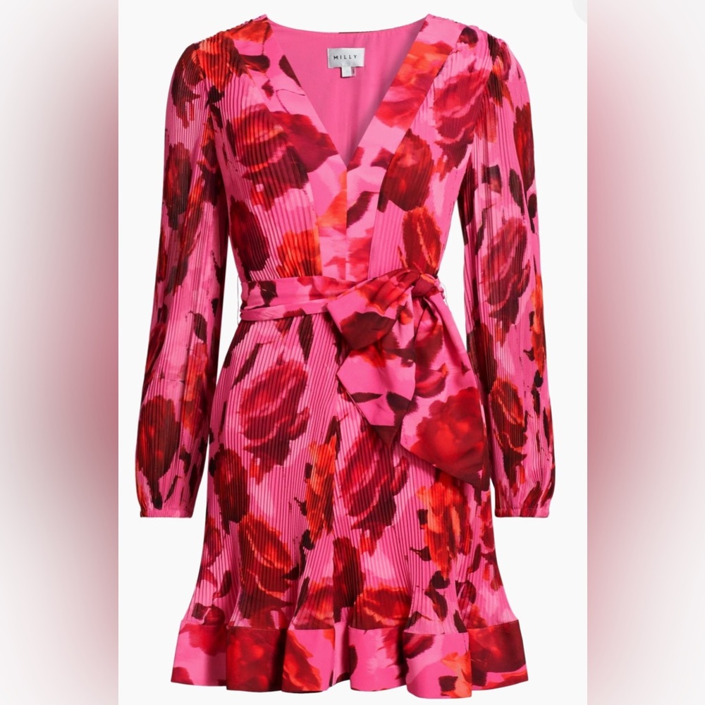 Pink Floral Wrap Dress - Picture 2 of 2